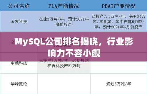 MySQL公司排名揭晓，行业影响力不容小觑